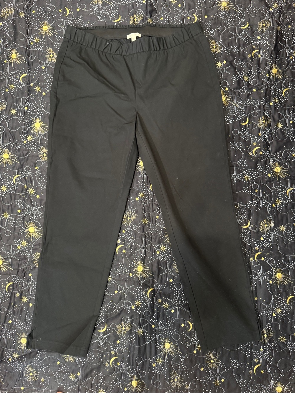 Eileen Fisher Black Cropped Stretch Pull-On Pants